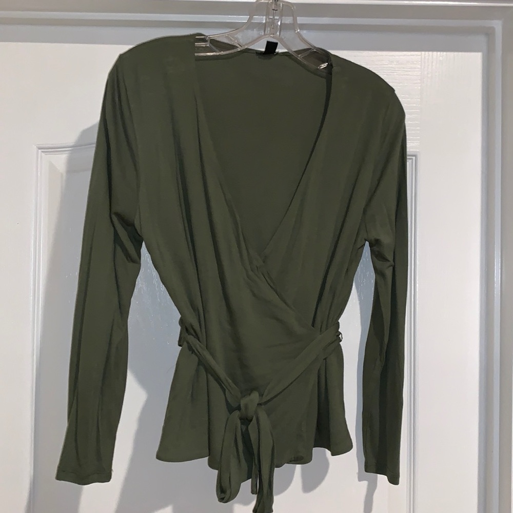 J Crew wrap and tie knit top